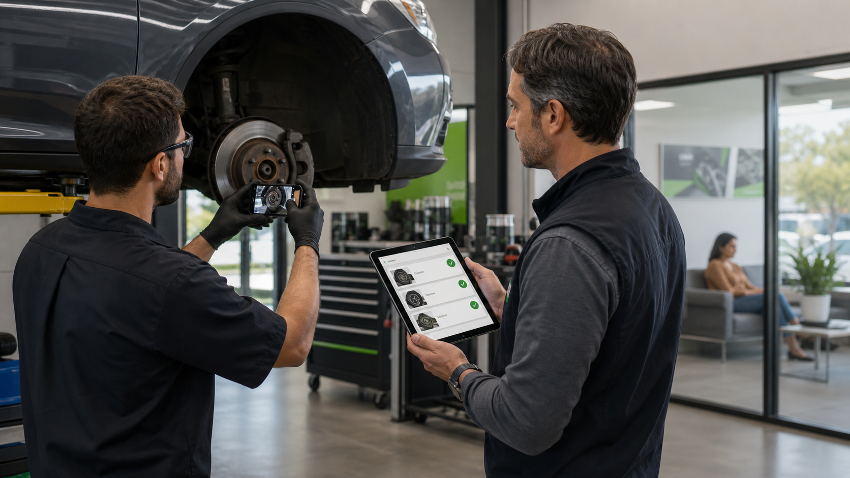 AntHub app view showing service proof and mechanic documentation